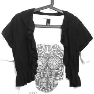 Black Ruffled Cardigan
